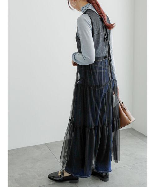 Te chichi(テチチ)の「レイヤードチュールロングワンピース(ワンピース・レディース・ブラック/オフホワイト・F)」の18枚目の写真