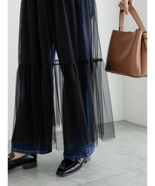 Te chichi(テチチ)の「レイヤードチュールロングワンピース(ワンピース・レディース・ブラック/オフホワイト・F)」の10枚目の写真