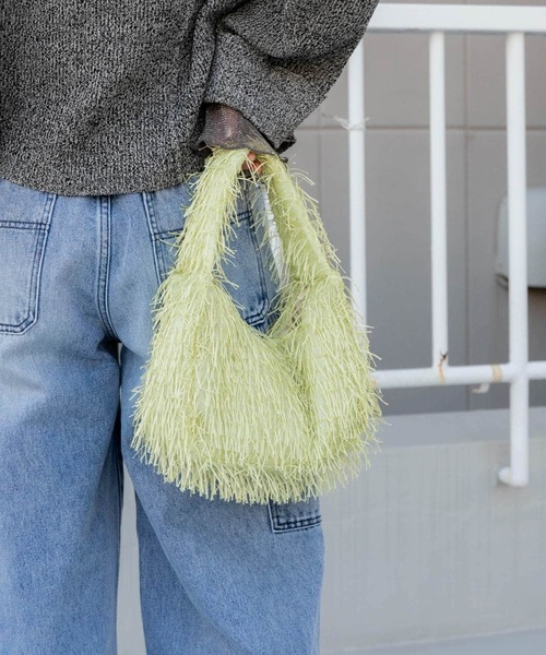 SENSE OF PLACE by URBAN RESEARCH（センスオブプレイスバイアーバンリサーチ）の「フリンジハンドバッグ（ハンドバッグ・レディース・ミント/アイボリー/ブラック・ONE）」の3枚目の写真