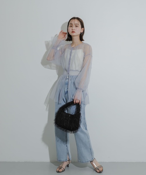 SENSE OF PLACE by URBAN RESEARCH（センスオブプレイスバイアーバンリサーチ）の「フリンジハンドバッグ（ハンドバッグ・レディース・ミント/アイボリー/ブラック・ONE）」の20枚目の写真