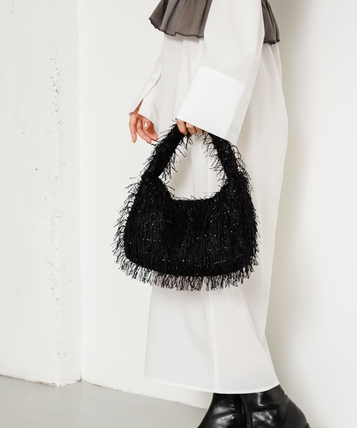 SENSE OF PLACE by URBAN RESEARCH（センスオブプレイスバイアーバンリサーチ）の「フリンジハンドバッグ（ハンドバッグ・レディース・ミント/アイボリー/ブラック・ONE）」の22枚目の写真