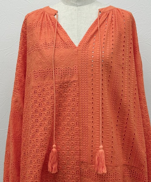 Doux archives(ドゥアルシーヴ)の「コットンレースカフタンワンピース(ワンピース・レディース・オフホワイト/ブラック/オレンジ・FREE)」の13枚目の写真