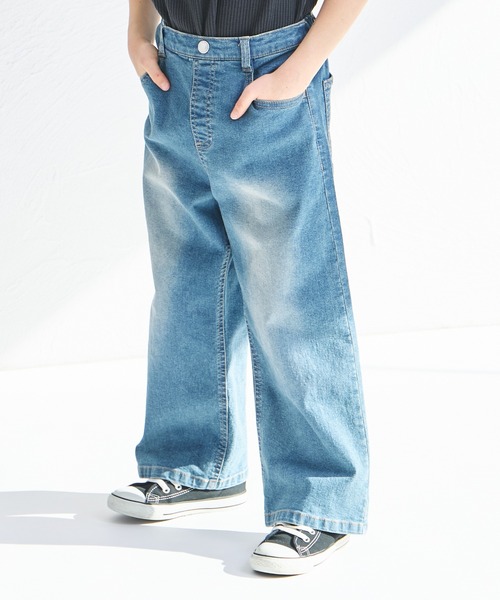pairmanon(ペアマノン)の「ペインター ワイドデニムパンツ(デニムパンツ・キッズ・インディゴブルー/ライトブルー/ブルー・100/110/120/130/140/150/90)」の5枚目の写真
