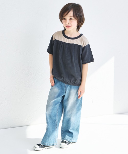 pairmanon(ペアマノン)の「ペインター ワイドデニムパンツ(デニムパンツ・キッズ・インディゴブルー/ライトブルー/ブルー・100/110/120/130/140/150/90)」の7枚目の写真