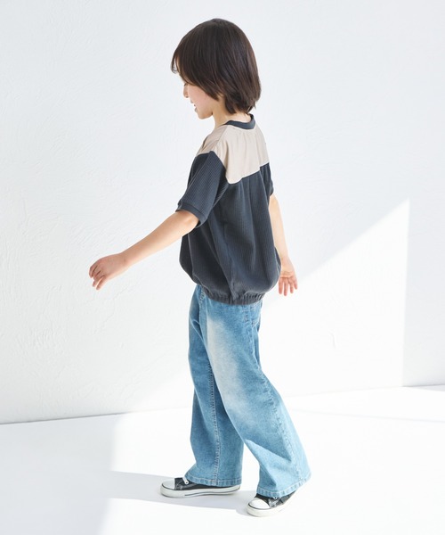 pairmanon(ペアマノン)の「ペインター ワイドデニムパンツ(デニムパンツ・キッズ・インディゴブルー/ライトブルー/ブルー・100/110/120/130/140/150/90)」の8枚目の写真