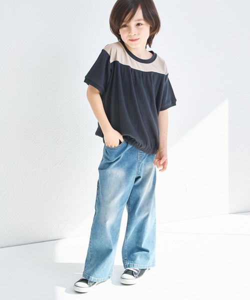 pairmanon(ペアマノン)の「ペインター ワイドデニムパンツ(デニムパンツ・キッズ・インディゴブルー/ライトブルー/ブルー・100/110/120/130/140/150/90)」の9枚目の写真