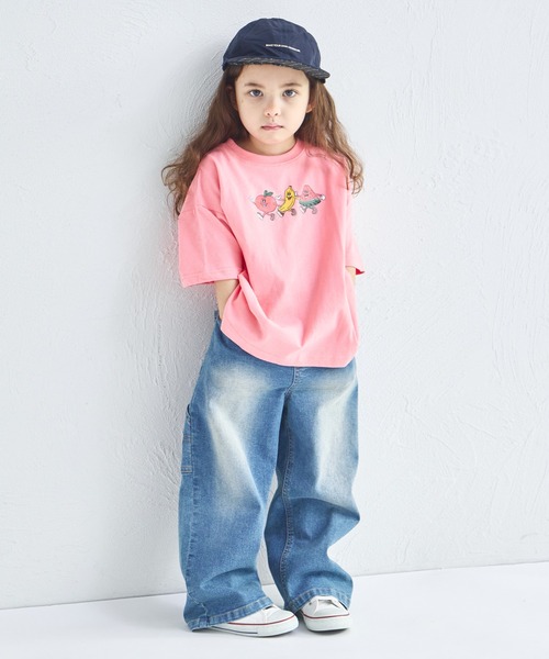 pairmanon(ペアマノン)の「ペインター ワイドデニムパンツ(デニムパンツ・キッズ・インディゴブルー/ライトブルー/ブルー・100/110/120/130/140/150/90)」の14枚目の写真