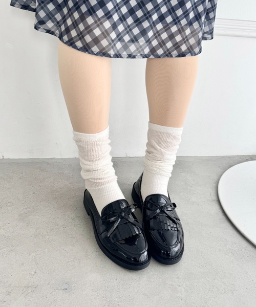 Loueme（ルエム）の「【滑り止め付き】ニーハイソックス（ソックス/靴下・レディース・グレー/ブラック/ホワイト/ベージュ・FREE）」の19枚目の写真