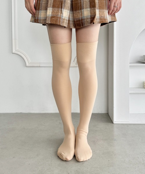 Loueme（ルエム）の「【滑り止め付き】ニーハイソックス（ソックス/靴下・レディース・グレー/ブラック/ホワイト/ベージュ・FREE）」の21枚目の写真