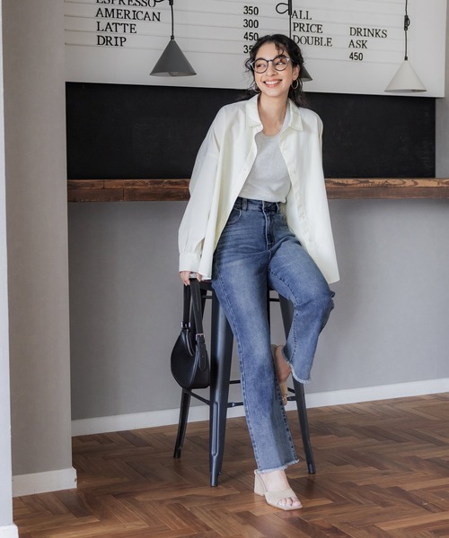 coca（coca）（コカ）の「しゃがめるバックシームストレッチデニム（デニムパンツ・レディース・ブルー・S/M/L）」の6枚目の写真