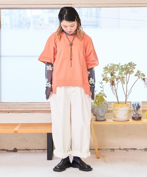 BIG FIELD（ビッグフィールド）の「ラグラン変形ムジTシャツ/おとな（Tシャツ/カットソー・レディース・グレー/テラコッタ/ネイビー/ベージュ・160cm）」の6枚目の写真