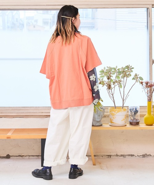 BIG FIELD（ビッグフィールド）の「ラグラン変形ムジTシャツ/おとな（Tシャツ/カットソー・レディース・グレー/テラコッタ/ネイビー/ベージュ・160cm）」の8枚目の写真