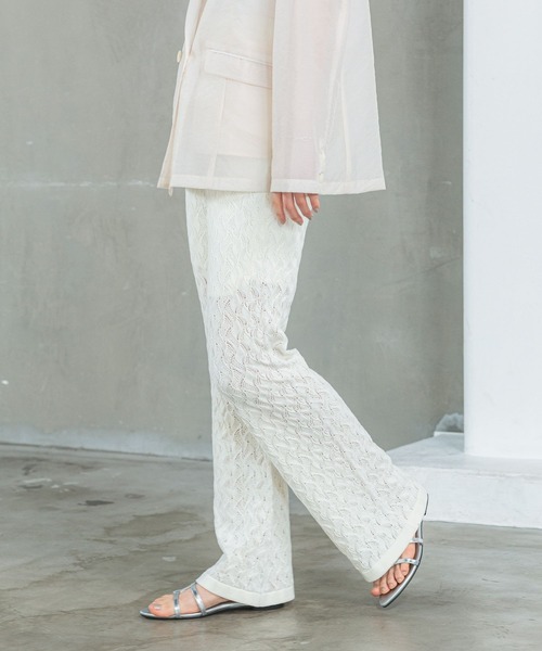 LEPSIM(レプシィム)の「【FOR I SERIES】透かしニットパンツ 111717(その他パンツ・レディース・オフホワイト/ブラック・FREE)」の7枚目の写真