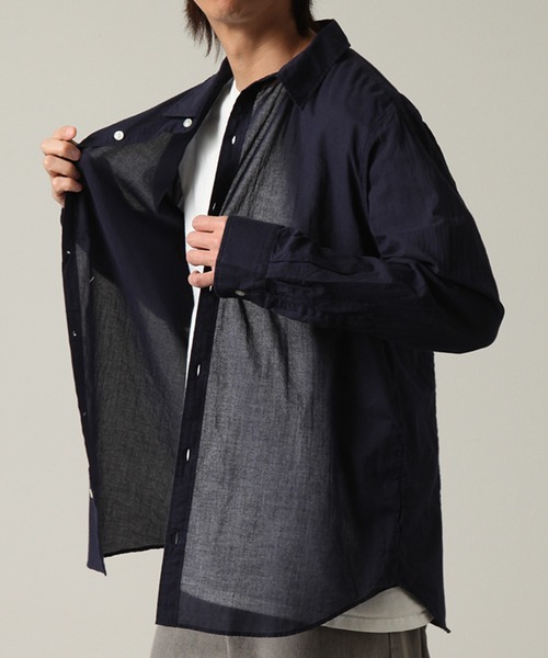 Genesis（ジェネシス）の「【日本製/Made in Japan】ローン透け素材レギュラーカラーシャツ（シャツ/ブラウス・メンズ・ホワイト/スモークピンク/ネイビー・L/M）」の11枚目の写真