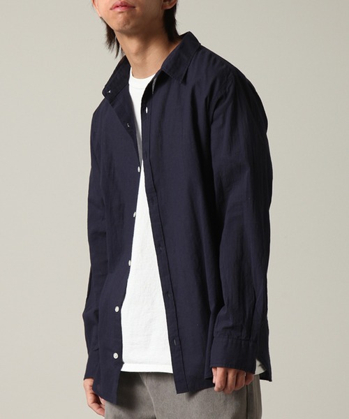 Genesis（ジェネシス）の「【日本製/Made in Japan】ローン透け素材レギュラーカラーシャツ（シャツ/ブラウス・メンズ・ホワイト/スモークピンク/ネイビー・L/M）」の12枚目の写真