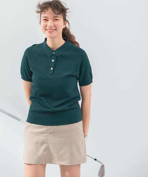 URBAN RESEARCH Sonny Label（アーバンリサーチサニーレーベル）の「OOPS　半袖ラグランニットポロシャツ（ポロシャツ・レディース・ネイビー/グリーン/ブラック・FREE）」の3枚目の写真