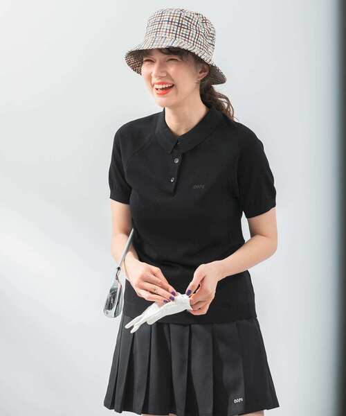 URBAN RESEARCH Sonny Label（アーバンリサーチサニーレーベル）の「OOPS　半袖ラグランニットポロシャツ（ポロシャツ・レディース・ネイビー/グリーン/ブラック・FREE）」の4枚目の写真