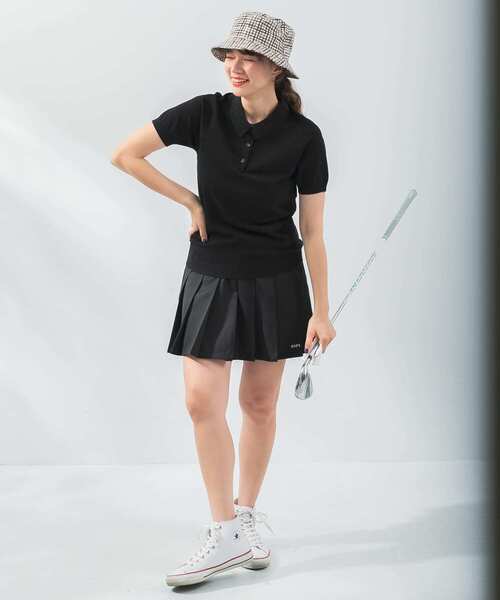 URBAN RESEARCH Sonny Label（アーバンリサーチサニーレーベル）の「OOPS　半袖ラグランニットポロシャツ（ポロシャツ・レディース・ネイビー/グリーン/ブラック・FREE）」の8枚目の写真