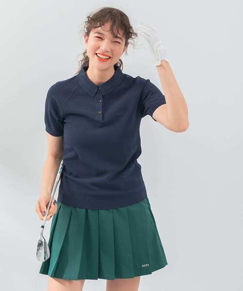 URBAN RESEARCH Sonny Label（アーバンリサーチサニーレーベル）の「OOPS　半袖ラグランニットポロシャツ（ポロシャツ・レディース・ネイビー/グリーン/ブラック・FREE）」の18枚目の写真