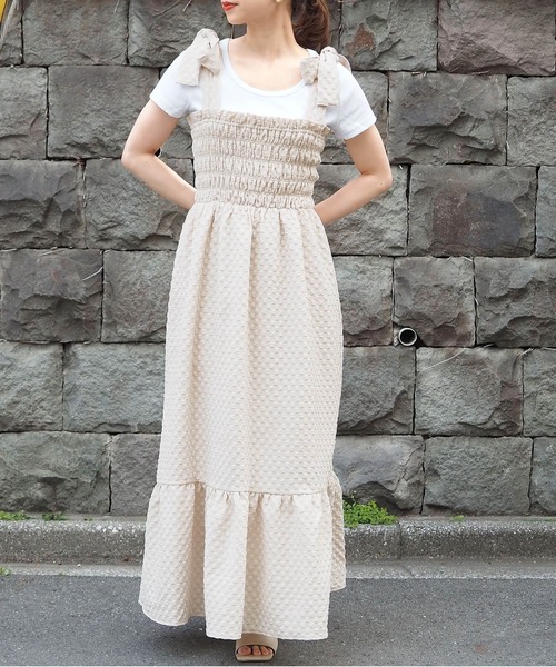 ✨美品✨ジプソフィア　Tee One-Piece リネン混　バックリボン　日本製 セール】 〈洗濯機可能〉バックリボンギャザーシアーブラウス