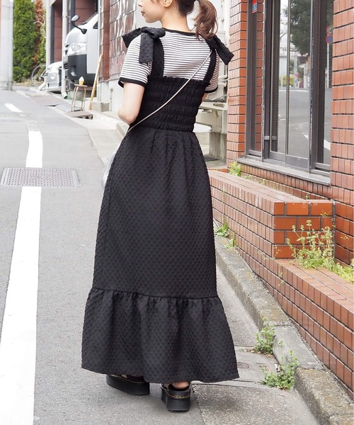 セール】 【OUTLET】リボン刺繍シャツワンピース （ロング