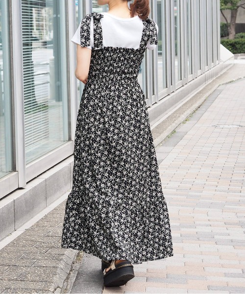 ✨美品✨ジプソフィア　Tee One-Piece リネン混　バックリボン　日本製 セール】肩リボンシャーリングワンピース（ワンピース）｜tiptop
