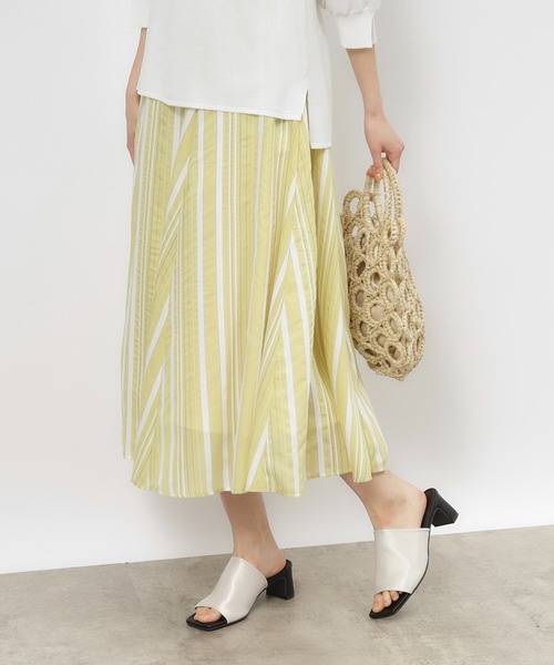 OPAQUE.CLIP（オペークドットクリップ）の「◆シアーストライプフレアスカート【手洗い可】（スカート・レディース・ライトイエロー系3/ブルー系その他4・40/38/42/36）」の9枚目の写真