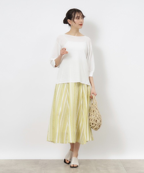 OPAQUE.CLIP（オペークドットクリップ）の「◆シアーストライプフレアスカート【手洗い可】（スカート・レディース・ライトイエロー系3/ブルー系その他4・40/38/42/36）」の10枚目の写真