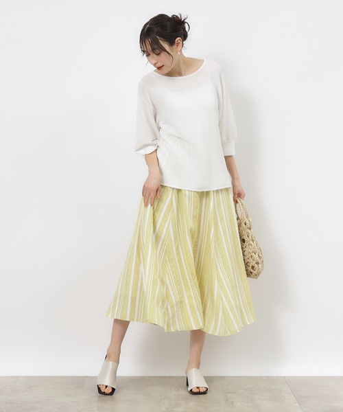 OPAQUE.CLIP（オペークドットクリップ）の「◆シアーストライプフレアスカート【手洗い可】（スカート・レディース・ライトイエロー系3/ブルー系その他4・40/38/42/36）」の11枚目の写真