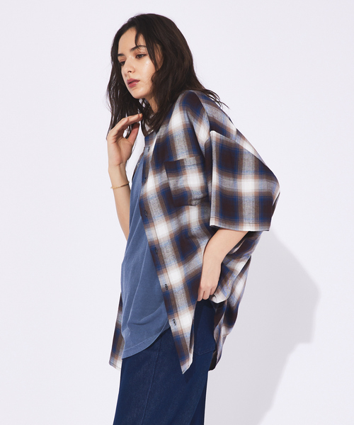 Revo.(レボ)の「【Revo.】オンブレーチェック5分袖シャツ(シャツ/ブラウス・メンズ・カーキ/ブラック/ピンク系その他・L/M)」の13枚目の写真