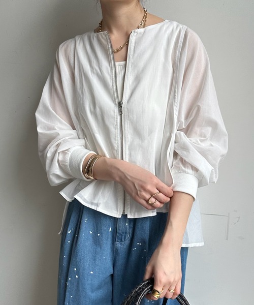 DouDou(ドゥドゥ)の「【WEB限定】コットンオーガンジーブルゾン(その他アウター・レディース・ブラック/オフホワイト/ライトグレー・FREE)」の13枚目の写真