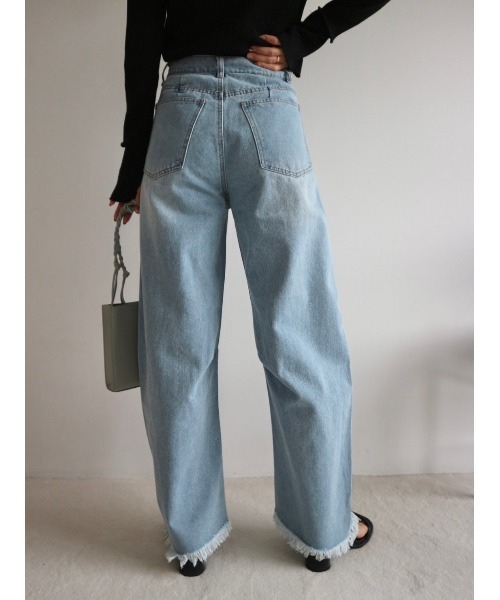 TRUNC（トランクエイティーエイト）の「Denim Curve Pants（デニムパンツ・レディース・ブルー/ホワイト・FREE）」の5枚目の写真