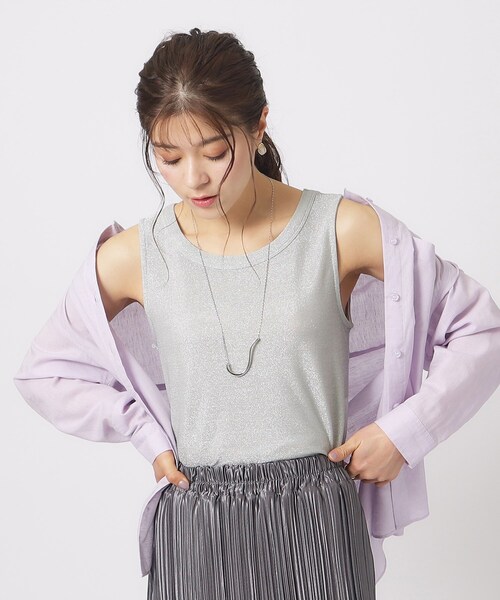 DRESKIP（ドレスキップ）の「◆大人ヘルシーなスタイルに ラメタンクトップ（タンクトップ・レディース・ゴールド/ライトグリーン/ブラック/シルバー・02/03/04）」の3枚目の写真