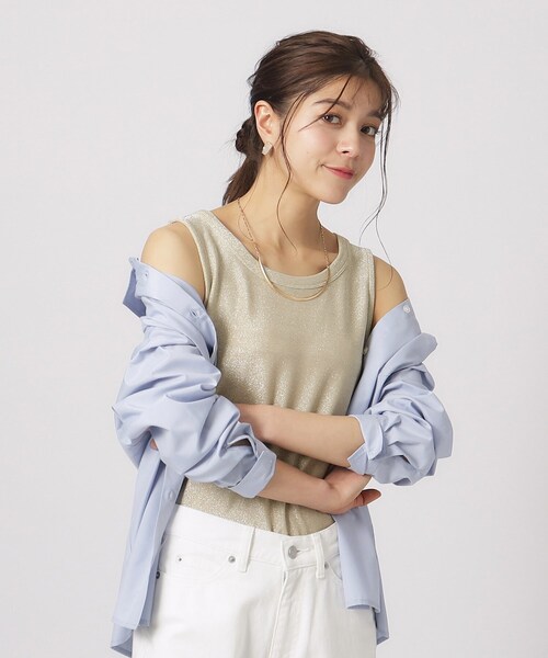 DRESKIP（ドレスキップ）の「◆大人ヘルシーなスタイルに ラメタンクトップ（タンクトップ・レディース・ゴールド/ライトグリーン/ブラック/シルバー・02/03/04）」の4枚目の写真