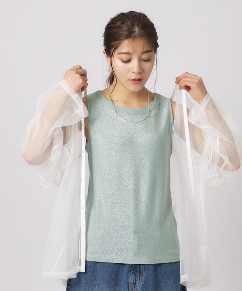 DRESKIP（ドレスキップ）の「◆大人ヘルシーなスタイルに ラメタンクトップ（タンクトップ・レディース・ゴールド/ライトグリーン/ブラック/シルバー・02/03/04）」の2枚目の写真