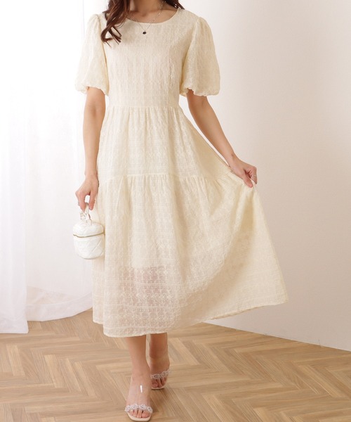 Lace Ladies(レースレディース)の「フレンチ レース パフスリーブ ティアード ギャザー ワンピース(ワンピース・レディース・アイボリー・S/M/XL)」の9枚目の写真