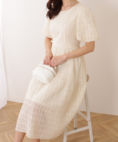 Lace Ladies(レースレディース)の「フレンチ レース パフスリーブ ティアード ギャザー ワンピース(ワンピース・レディース・アイボリー・S/M/XL)」の15枚目の写真