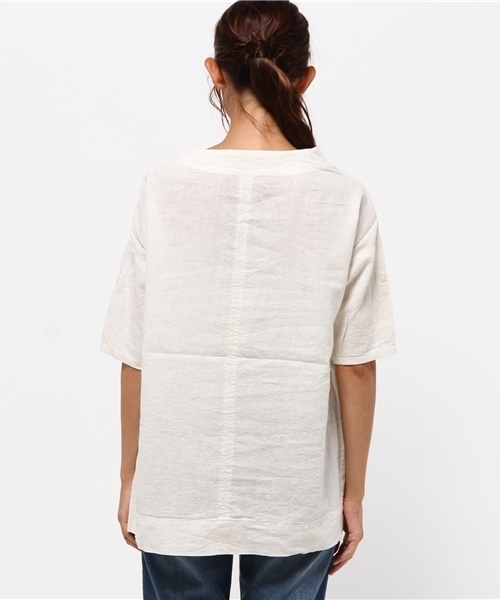 LBC（エルビーシー）の「リネンコットンレーヨンチュニック（シャツ/ブラウス・レディース・オフホワイト/ダークグレー/マスタード・MEDIUM/LARGE）」の5枚目の写真