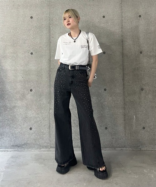 PAGEBOY(ページボーイ)の「アソートグラフィックT(Tシャツ/カットソー・レディース・チェリーピンク/ブラック/オフホワイト/ブルー・FREE)」の5枚目の写真