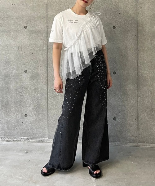 PAGEBOY(ページボーイ)の「アソートグラフィックT(Tシャツ/カットソー・レディース・チェリーピンク/ブラック/オフホワイト/ブルー・FREE)」の7枚目の写真