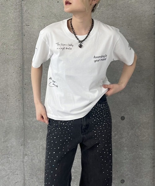 PAGEBOY(ページボーイ)の「アソートグラフィックT(Tシャツ/カットソー・レディース・チェリーピンク/ブラック/オフホワイト/ブルー・FREE)」の8枚目の写真