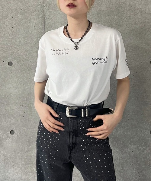 PAGEBOY(ページボーイ)の「アソートグラフィックT(Tシャツ/カットソー・レディース・チェリーピンク/ブラック/オフホワイト/ブルー・FREE)」の9枚目の写真