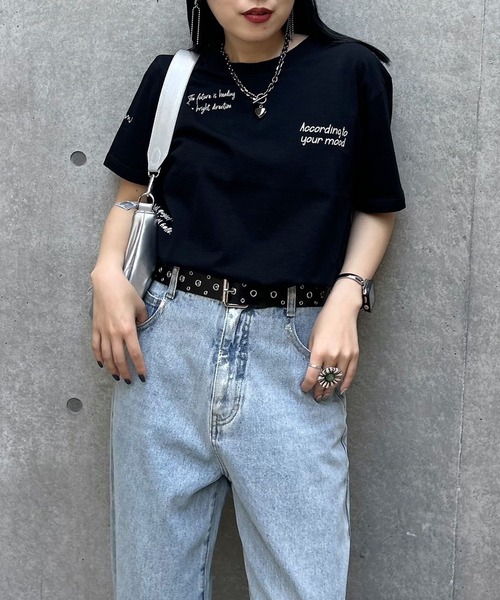 PAGEBOY(ページボーイ)の「アソートグラフィックT(Tシャツ/カットソー・レディース・チェリーピンク/ブラック/オフホワイト/ブルー・FREE)」の10枚目の写真