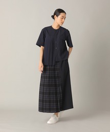 未使用品　zucca ズッカ　ブラウス　チェック　半袖　Uネック　ネイビー ZUCCa（ズッカ）の「DotAirチェック / シャツ / S（シャツ