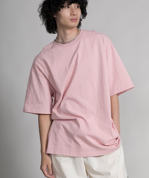 aimoha（アイモハ）の「【aimoha neo】QUALITY COTTON DISTRESSED TEE (SS)（Tシャツ/カットソー・メンズ・グレー/ライトグレー/グリーン/ピンク・MEDIUM/LARGE/X-LARGE/XX-LARGE）」の4枚目の写真