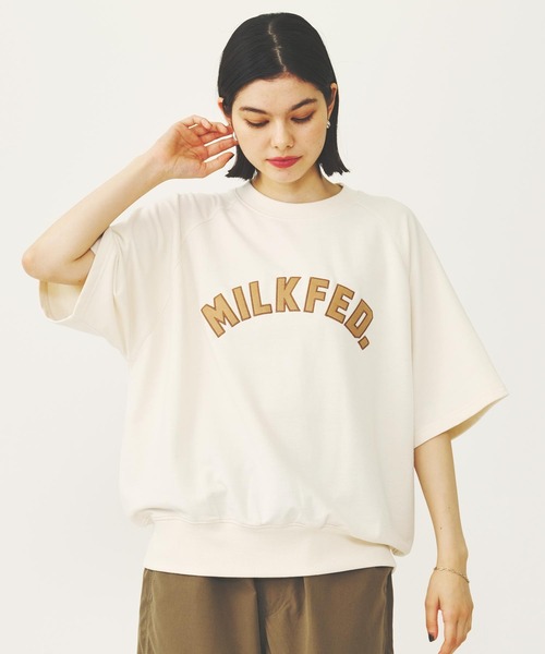 MILKFED.（ミルクフェド）の「RAGLAN SLEEVE S/S TOP（Tシャツ/カットソー・レディース・オフホワイト/ブラック/ブラウン・ONE SIZE）」の2枚目の写真