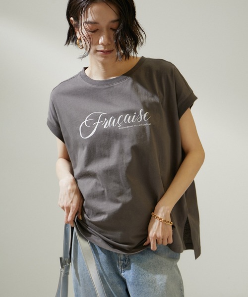 SALON adam et rope'(サロン アダム エ ロペ)の「【WEB限定】FracoiseロゴプリントフレンチスリーブTシャツ(Tシャツ/カットソー・レディース・オフホワイト/チャコールグレー・FREE)」の21枚目の写真