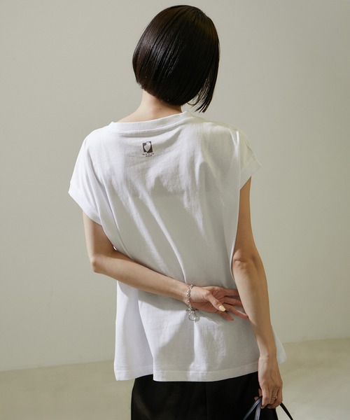SALON adam et rope'(サロン アダム エ ロペ)の「【WEB限定】FracoiseロゴプリントフレンチスリーブTシャツ(Tシャツ/カットソー・レディース・オフホワイト/チャコールグレー・FREE)」の15枚目の写真