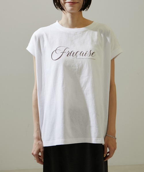 SALON adam et rope'(サロン アダム エ ロペ)の「【WEB限定】FracoiseロゴプリントフレンチスリーブTシャツ(Tシャツ/カットソー・レディース・オフホワイト/チャコールグレー・FREE)」の17枚目の写真