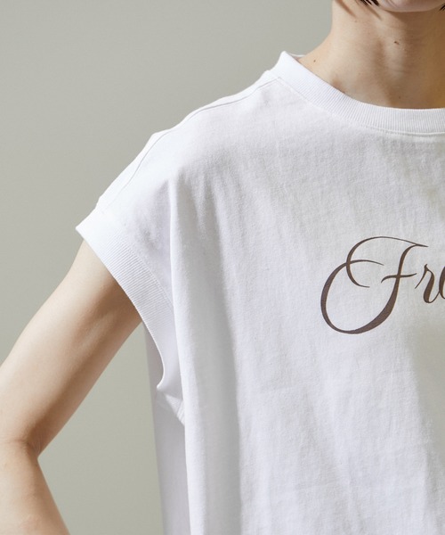 SALON adam et rope'(サロン アダム エ ロペ)の「【WEB限定】FracoiseロゴプリントフレンチスリーブTシャツ(Tシャツ/カットソー・レディース・オフホワイト/チャコールグレー・FREE)」の10枚目の写真